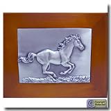 Horse Hinged Box Pewter and Wood
