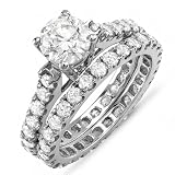 14K White Gold Round White Diamond Engagement Bridal Ring Set (2.80 CT, H-I Color, I1-I2 Clarity)