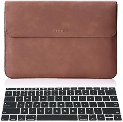 Laptop Sleeve, Aogek High Grade PU Faux Leather sleeve for 11.6-Inch MacBook Air Tablet with Card Slot and Soft Felt Interior with Lifetime Guarantee, BROWN