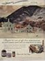 Part Of The American Scene - Ski Country. Ski Country where winter turns the highlands into a glittering playground, and man flies without wings. Frosted with powdered snow ... etched with curving ski tracks ... a white wonderland that is now, more than ever, part of the American Scene ... Painted by C. Ivar Gilbert. ..... 1948 Maxwell House Coffee Ad, A3541.