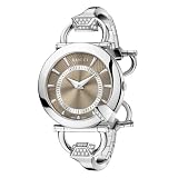Gucci Women`s YA122512 Chiodo Steel Diamond Bangle and Case Brown Dial Watch