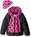 Pink Platinum Girls' Puffer Jacket with Heart Print Lining and Accessories
