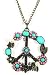 Peace Sign Necklace Flower Power Hippie Anti War Turquoise Dreamcatcher Pendant Fashion Jewelry