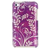 Hard Snap-on Shield With PURPLE FLOWERS Design Faceplate Cover Sleeve Case for APPLE IPOD TOUCH 4G [WCC460]