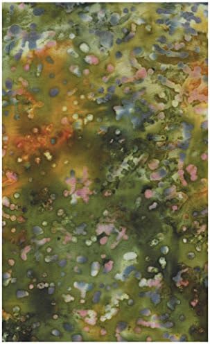 Java Block Printed (Tjap Stamped) Desert Brown and Green Mottled Blender Bali Tie Dye (Ikat) Batik Gradation ~ HALF YARD ~ #62859 Quilt 100% Cotton 44" Wide