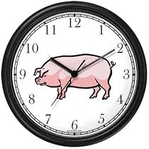 Adult Pig or Hog Animal Wall Clock by WatchBuddy Timepieces (Black Frame)