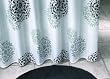 Duschvorhang Textil ~ Motiv: Ornamente / Blumen ~ Farbe: wei� schwarz und grau ~ Ma�e: 180 x 200 cm ~ 100 % Polyester ~ mit 12 �sen ~ ohne Duschringe