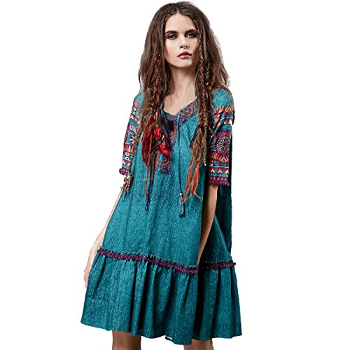 (アートカー)Artka オリジナルデザイン レディーズエスニックな刺繍飾りリネンブラウス LA15057X