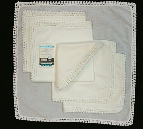 12 Premium Cotton Hand Crochet Lace Dinner Napkin White