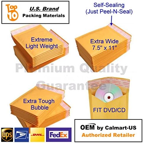 #0 ( BONUS SIZE: EXTRA-WIDE 7.5" x 11" 7.5x11 ) KRAFT BUBBLE MAILER CUSHION SELF-SEAL PADDED MAILING ENVELOPE BAG CD DVD 6"x10" 6x10 - 50 Qty