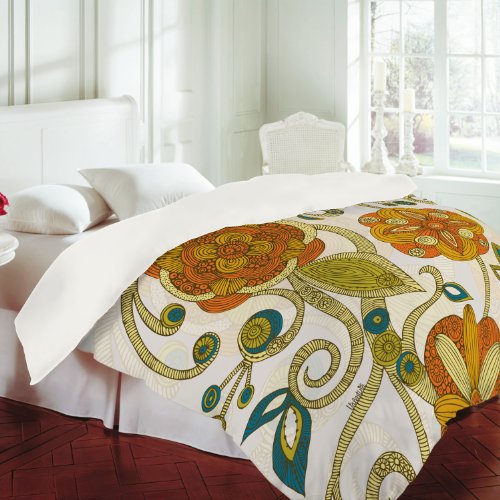 DENY Designs Valentina Ramos Orange Flowers Duvet Cover, Queen