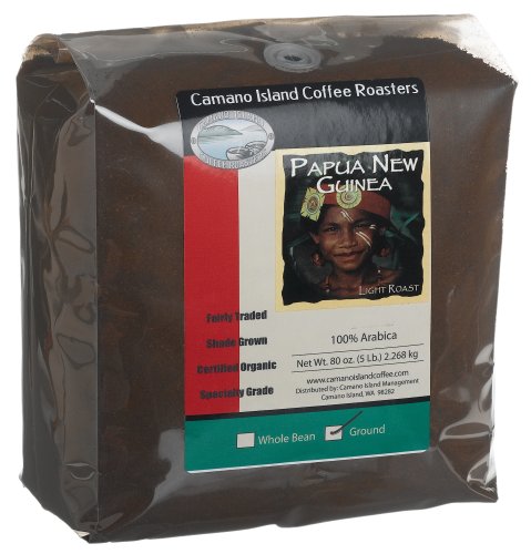 Camano Island Coffee Roasters Papua New Guinea, Light Roast, Ground, 5 Pound Bag by Camano Island Coffee Roasters
