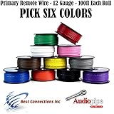 6 Rolls Audiopipe 100 Feet 12 Gauge AWG Ga Primary Remote Power Wire