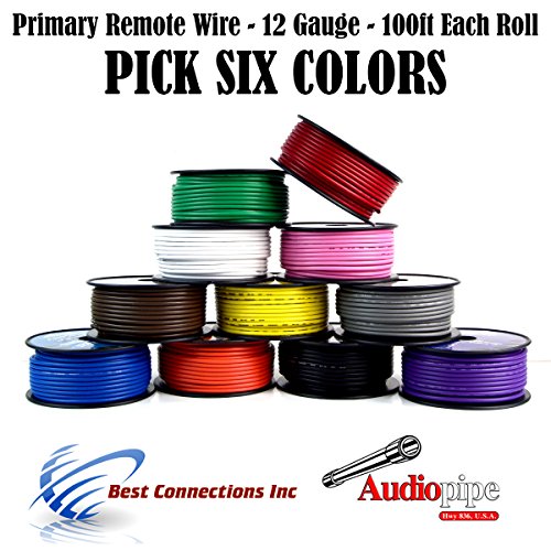 6 Rolls Audiopipe 100 Feet 12 Gauge AWG Ga Primary Remote Power Wire