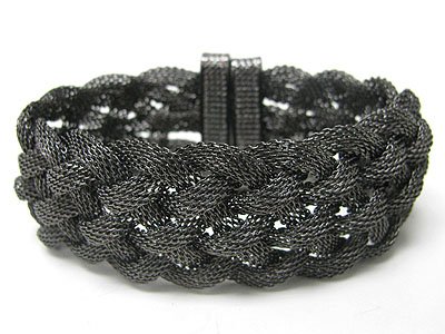 Braided Mesh Hematite Chain Magnetic Clasp Bracelet Fashion Jewelry