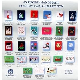 27 Elegant Hand Crafted Holiday Cards with Matching Self-Seal Envelopes , Burgoyne Christmas Card , Handmade Greeting Cards Collection with Decorative, Reusable Organizer Box