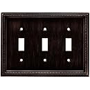 Brainerd 64408 Beaded Triple Toggle Switch Wall Plate / Switch Plate / Cover, Venetian Bronze