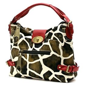 Large Giraffe Print Slouchy Urban Zip Hobo Handbag