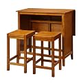 3 Pc. Counter Set with Drop Leaf Table - Honey Oak