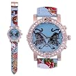Designer Style Tattoo Watch Wide Strap Tigers Skulls Roses ~Choice of Colors~