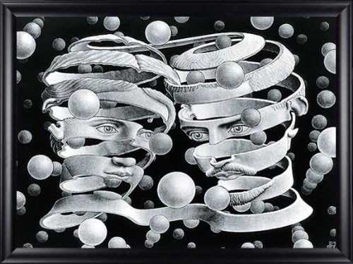 Bond of Union M. C. Escher Fantasy B&W Framed Print Black and White Picture