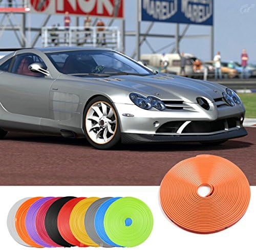 Archie Benson 26ft/8m Cuttable Replaceable Car Vehicles Auto Motorcycle Wheel Rim Edge Scratch Guard Protection Line Tape Moulding Strips Set (Orange)