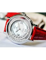 Royal Crown 3638 Jewelry Waterproof Watch Middle Red Watch Round Dial Leather Strap Watches for Woman