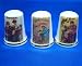 Birchcroft Porcelain China Collectable - Set of Three Thimbles - Sewing Lady Posters