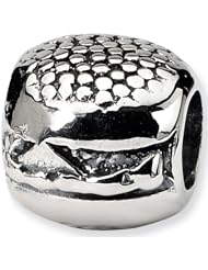 Reflection Beads Silver Hamburger Food Bead