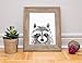 Raccoon Art Print - Woodland Nursery Decor For Boys - Black And White Wall Poster - Original Watercolor Painting, UNFRAMED, Signed By Artist (8x10