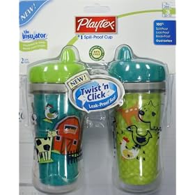 Playtex Baby Insulated 2 Twist 'n Click Spout Cups BPA FREE 9 OZ: Boy Colors