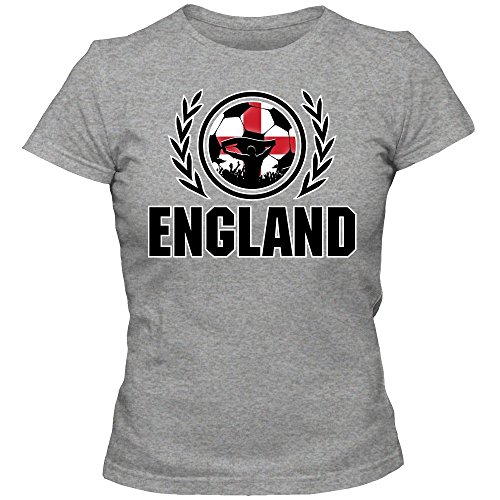England EM 2016 #2 T-Shirt | Damen | Team GB | Fußball | Trikot | 100% Baumwolle | Kurzarm, Farbe:Graumeliert (Grey Melange L191);Größe:S