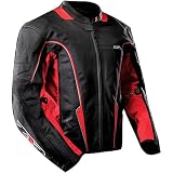 Z1R Dart Men's Leather Street Motorcycle Jacket w/ Free B&F Heart Sticker - Red / 2X-Large