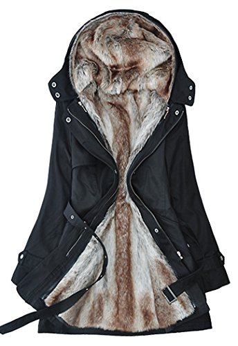 (ディーコッテ)D'Kotte レディース モッズコート アウター ファー フード コート リバーシブル サイズ豊富 S XXXL秋 冬 3color B263(ブラック-XXL)