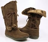 Brown Pom-Pom Furry Mocassin Boots Women--Vegan Friendly!