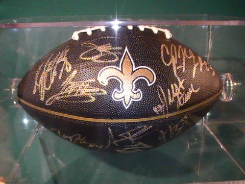 2011 NEW Orleans Saints Team Signed Autographed Full Size Football Drew Brees,marques Colston,mark Ingram,moore w/ Football Holder