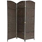6 Feet Tall Diamond Weave Fiber Room Divider in Dark Mocha Number of Panels: 6