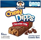 Quaker Chocolate Chip Chewy Dipps Granola Bars, 6 Bars per Pack (Pack of 6)