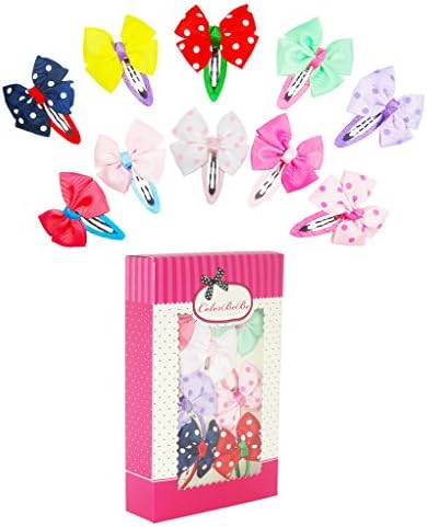Girl Polka Dot Grosgrain Hair Bow Snap Clips, Barrettes 20pcs 2" by ColorBeBe (JC-002A)