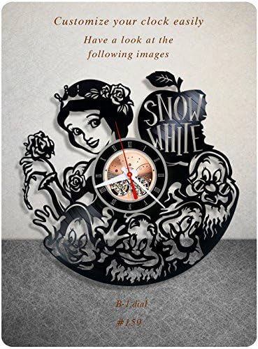 Snow White vinyl clock, disney vinyl wall clock, vinyl record clock walt disney princess seven dwarfs brothers grimm wall art home decor kids gift 159 - (b1)
