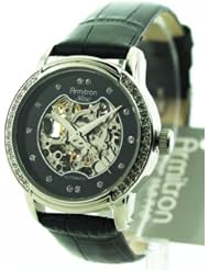Armitron 75-3722BKSV Ladies Silver-Tone Round Dial Dress Watch with Genuine Swarovski Crystals Encircling Dial