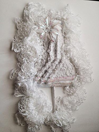 Designer Hand Fan with Ruffle Scarve, White