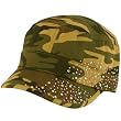Summer Cotton Cyrstals Hot Fix Camo Cadet Hat Cap Olive