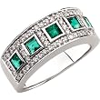 14K White Gold Emerald and Diamond Ring