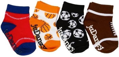 juDanzy baby boy sporty 4-Pack socks in soccer, football, basketball &amp; baseball (4-6 Years)