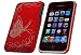 New Red Butterfly Laser Cut Art Vintage Color Design Apple Iphone 3g 3gs Rubber Textu...