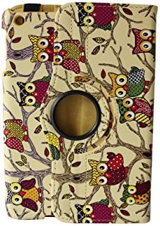 iStyle Dealer Newly Designed PU Leather Luxury Stylish Slim-Fit Ultra Lightweight 360 Degrees Rotating Night Owl Bird Style Design Series Smart Cover Case Skin with Auto Sleep / Wake Feature Multi-Angle Viewing for iPad mini 2 ipad mini 3 iPad with Retina Display 2013 Release iPad mini 2014 Versions Bonus Stylus Pen and Cleaning Cloth Pad - Owl Yellow