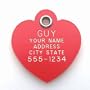 Pet ID Tag - Heart - Custom engraved cat and dog ID tags. Pet safety tag has reflective coating and is available in plastic, stainless steel and brass.