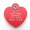 Pet ID Tag - Heart - Custom engraved cat and dog ID tags. Pet safety tag has reflective coating and is available in plastic, stainless steel and brass.