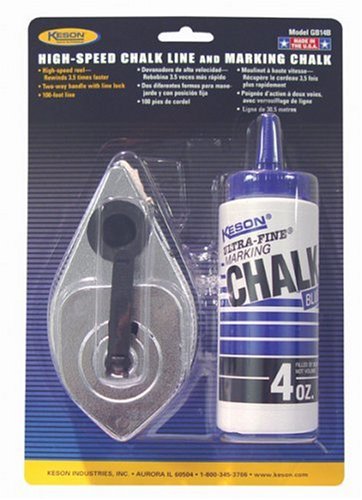 Keson GB14B, High-Speed Chalk Line Reel and Chalk Combo with Blue Chalk